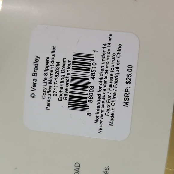 Vera Bradley Cozy Life Slippers No Slip Enchanting Dream Medium M 7-8 NWT $25 - Picture 8 of 9